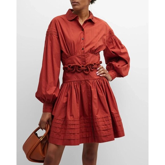 Merlette Buttondown Taylor Blouson-Sleeve Poplin Mini Shirt Dress S-4 New 266311 - Picture 1 of 7